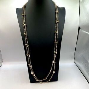 Monet Double Layered  Long Chain And Balls  Gold Tone. Elegant Classic Monet